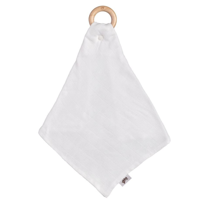 Gryzak bambusowy XKKO BMB z muślinem - White 6x1szt. (Hurt. opak.)