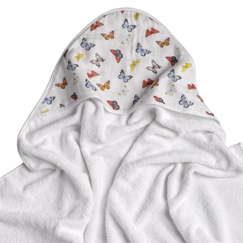 Bambusowy ręcznik z  kapturem XKKO BMB 90x90 - Butterflies 5x1szt. (Hurtowe opak.)