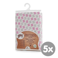 Bambusowe prześcieradło z gumką XKKO BMB 50x70 - Baby Pink Cross 5x1szt (Hurtowe opak.)