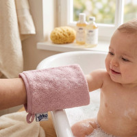 Rękawica kąpielowa z bawełny organicznej XKKO Organic - Baby Pink 5x1szt. (Hurtowe opak.)