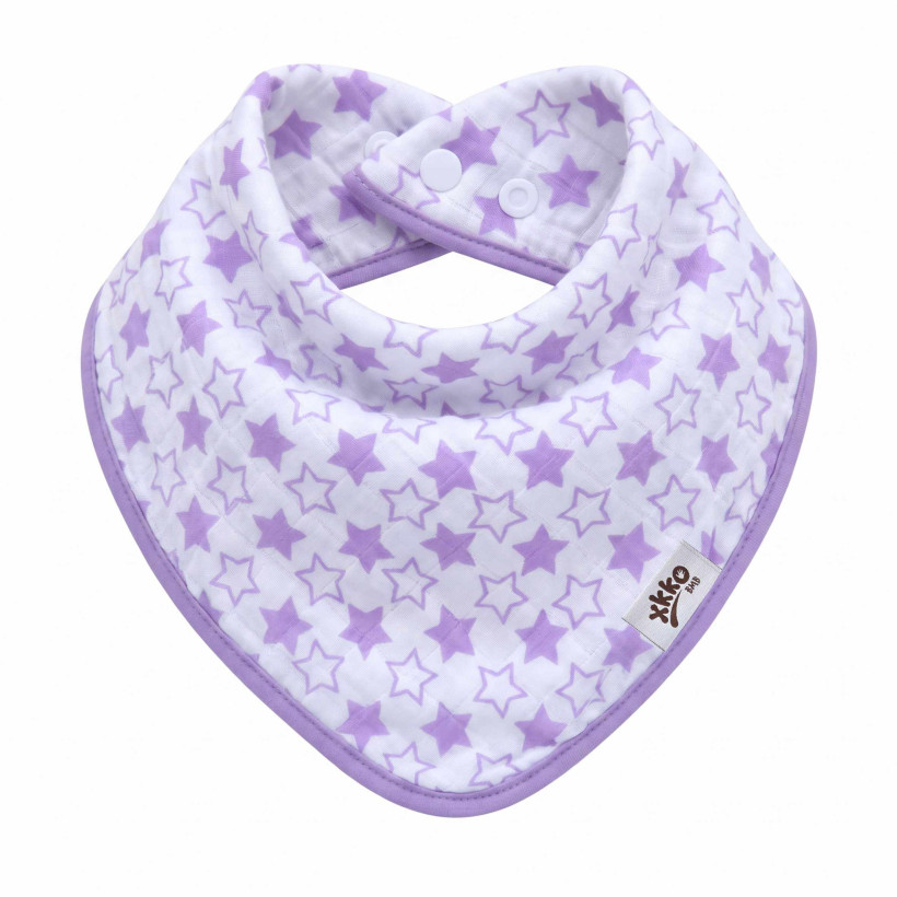 Bandanka bambusowa XKKO BMB - Little Stars Lilac 3x1szt. (Hurtowe opak.)