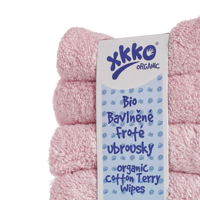 Frotte serwetki XKKO Organic 21x21 - Baby Pink 5x6szt. (Hurtowe opak.)
