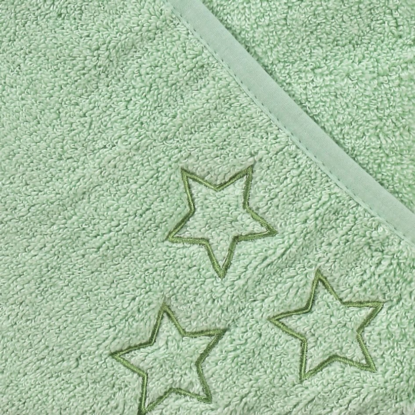 Ręcznik z kapturkiem z bawełny organicznej XKKO Organic 90x90 - Mint Stars 5x1szt. (Hurtowe opak.)