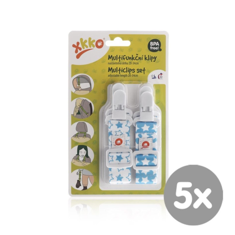 XKKO Klipsy wielofunkcyjne - Little Stars Cyan MIX 5x2Szt. (Hurt.opak.)