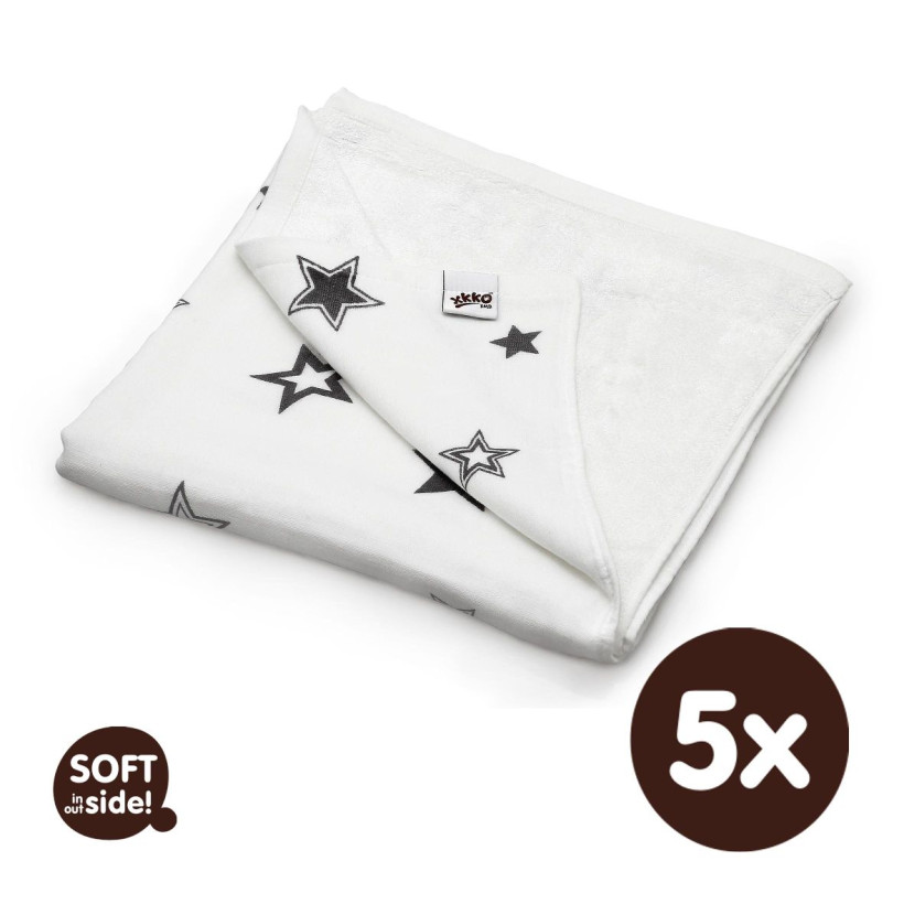 Kocyk bambusowy XKKO BMB 130x70 - Silver Stars 5x1szt. (Hurtowe opak.)