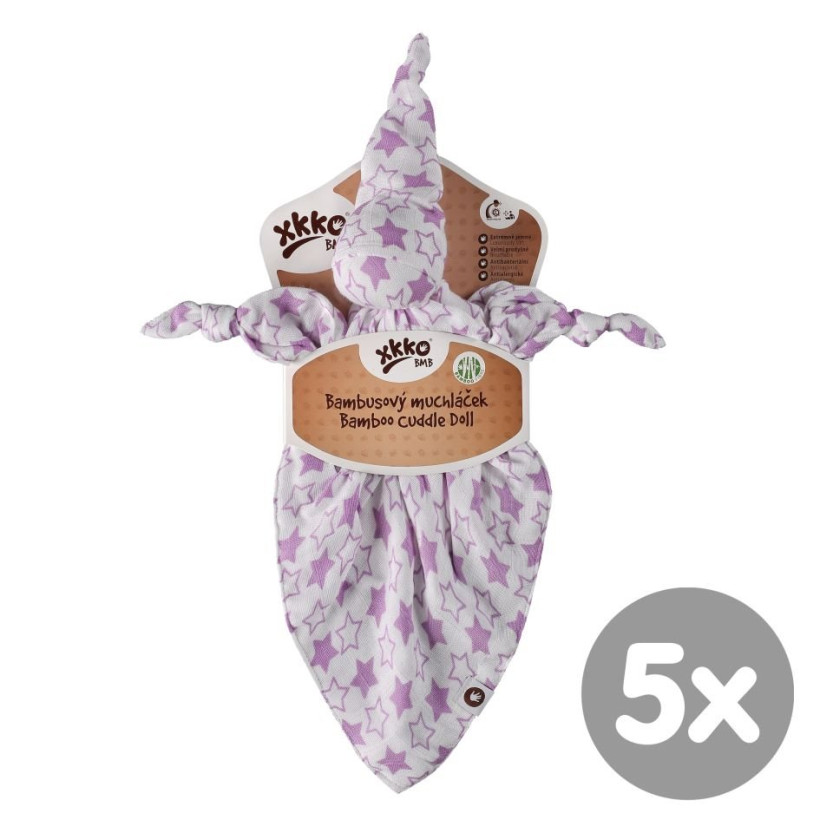 Przytulanka bambusowa XKKO BMB - Little Stars Lilac 5x1szt. (Hurtowe opak.)