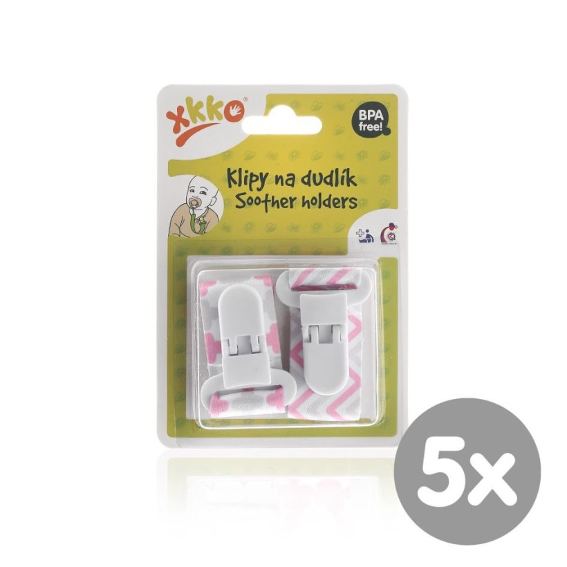 XKKO Zawieszka do smoczka 2szt. - Scandinavian Baby Pink MIX 5x2Szt. (Hurt.opak.)