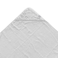 Ręcznik z kapturkiem z bawełny organicznej XKKO Organic 90x90 - White Stars