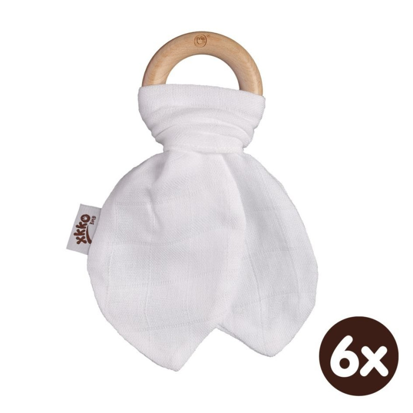 Gryzak bambusowy XKKO BMB Liść - White 6x1szt. (Hurt. opak.)