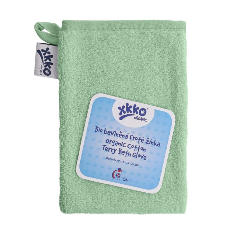 Rękawica kąpielowa z bawełny organicznej XKKO Organic - Mint 5x1szt. (Hurtowe opak.)
