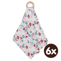Gryzak bambusowy XKKO BMB z muślinem - Flowers&Birds Girls 6x1szt. (Hurt. opak.)