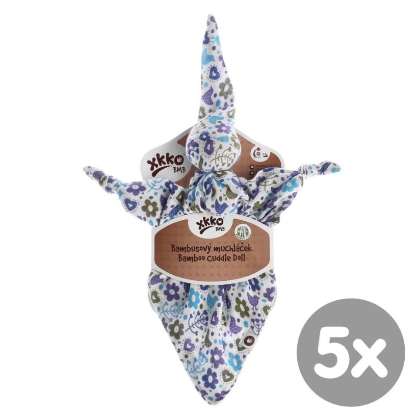 Przytulanka bambusowa XKKO BMB - Flowers&Birds Boys 5x1szt. (Hurtowe opak.)