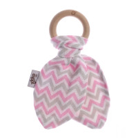 Gryzak bambusowy XKKO BMB Liść - Chevron Baby Pink 6x1szt. (Hurt. opak.)