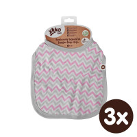 Bambusowy śliniak XKKO BMB - Baby Pink Chevron 3x1szt. (Hurtowe opak.)