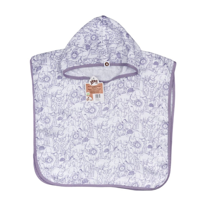 Ponczo bambusowe XKKO BMB Safari - W/Lavender Aura Rozmiar 1