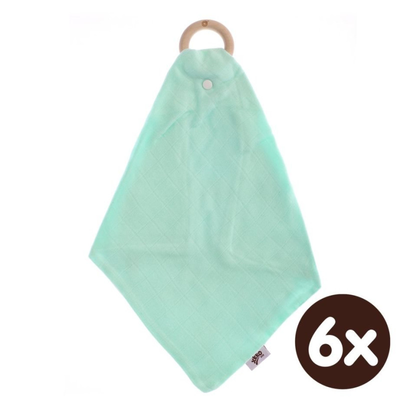 Gryzak bambusowy XKKO BMB z muślinem - Mint 6x1szt. (Hurt. opak.)