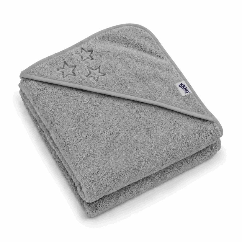 Ręcznik z kapturkiem z bawełny organicznej XKKO Organic 90x90 - Silver Stars