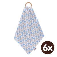 Gryzak bambusowy XKKO BMB z muślinem - Baby Blue Cross 6x1szt. (Hurt. opak.)