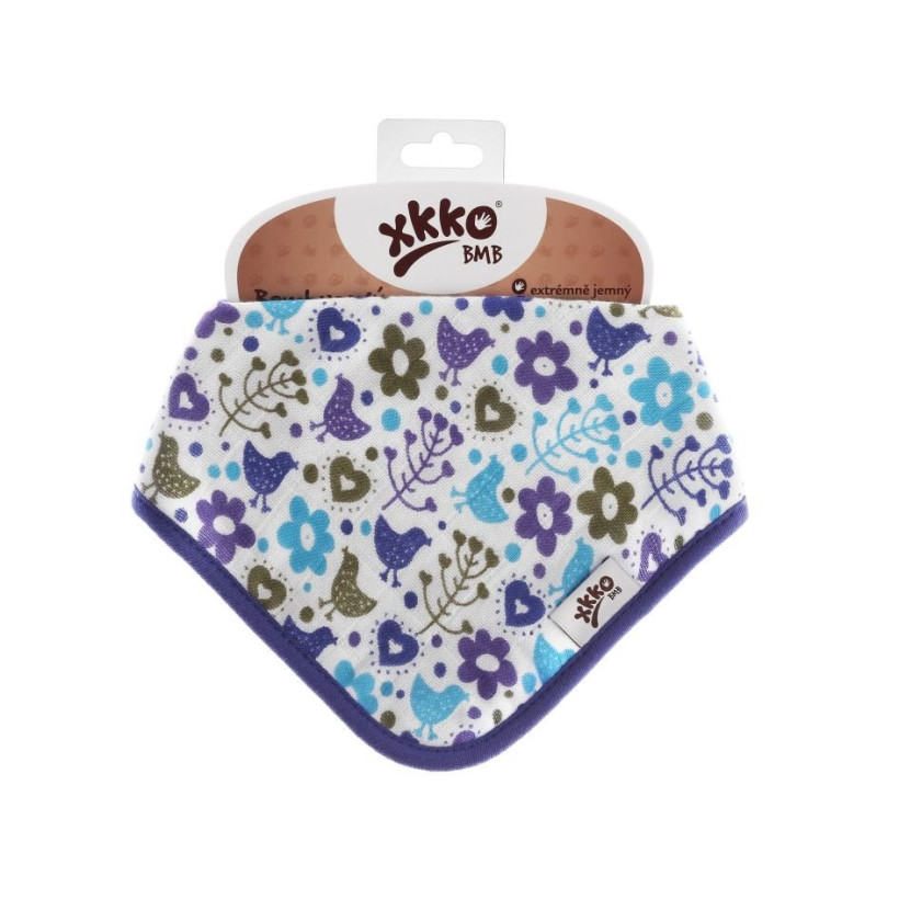 Bandanka bambusowa XKKO BMB - Flowers&Birds Boys 3x1szt. (Hurtowe opak.)