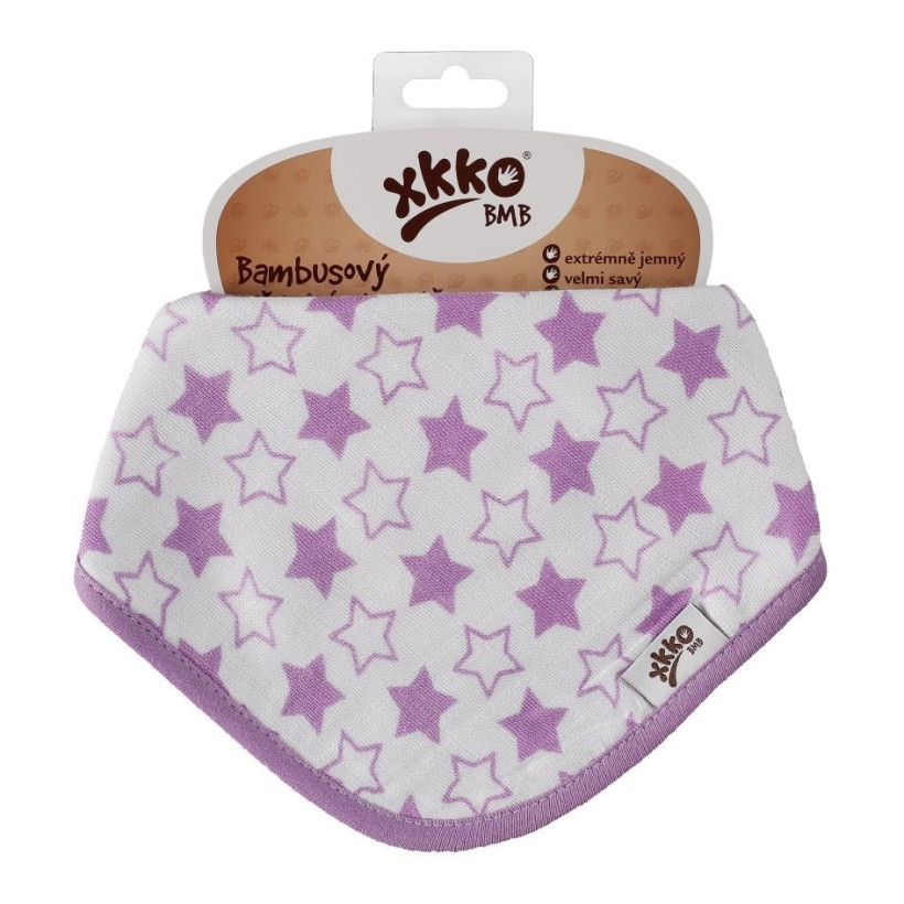 Bandanka bambusowa XKKO BMB - Little Stars Lilac 3x1szt. (Hurtowe opak.)