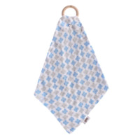 Gryzak bambusowy XKKO BMB z muślinem - Baby Blue Cross 6x1szt. (Hurt. opak.)