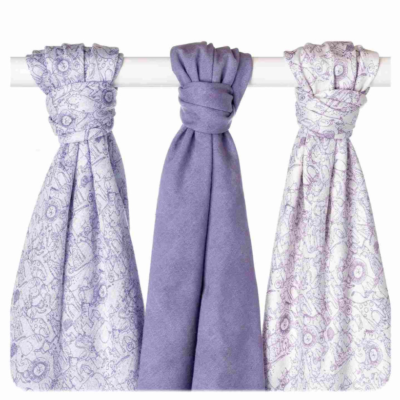 Bambusowe pieluchy XKKO BMB 70x70 - Safari Lavender Aura MIX