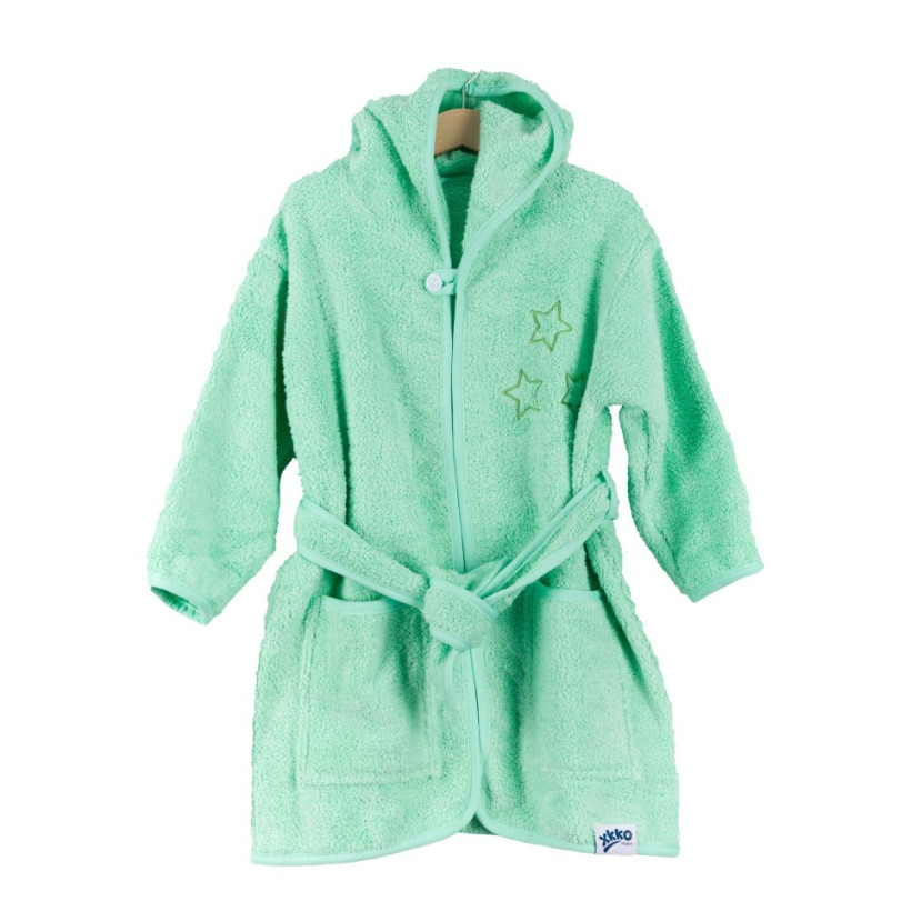Szlafrok z bawełny organicznej XKKO Organic - Mint Stars 12-24m