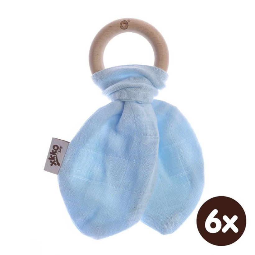 Gryzak bambusowy XKKO BMB Liść - Baby Blue 6x1szt. (Hurt. opak.)