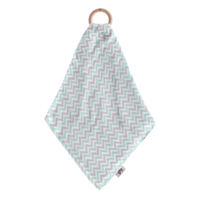 Gryzak bambusowy XKKO BMB z muślinem - Chevron Mint 6x1szt. (Hurt. opak.)