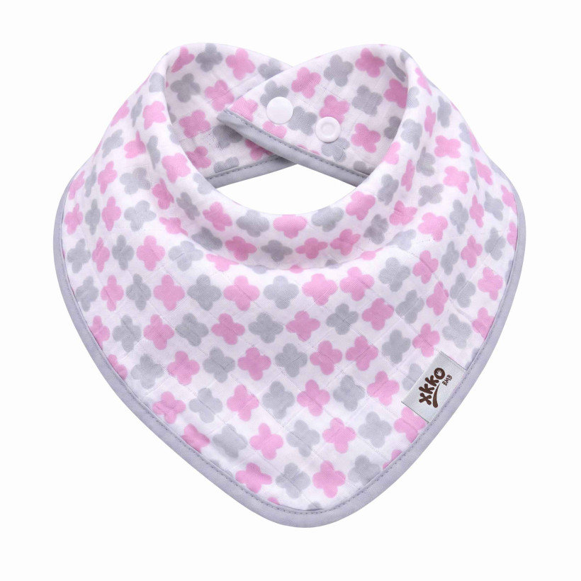 Bandanka bambusowa XKKO BMB - Scandinavian Baby Pink Cross 3x1szt. (Hurtowe opak.)