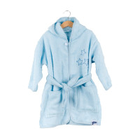 Szlafrok z bawełny organicznej XKKO Organic - Baby Blue Stars 6-12m