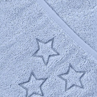 Ręcznik z kapturkiem z bawełny organicznej XKKO Organic 90x90 - Baby Blue Stars