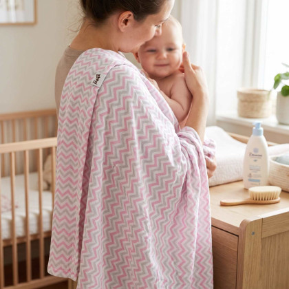 Pielucha bambusowa XKKO BMB 90x100 - Baby Pink Chevron
