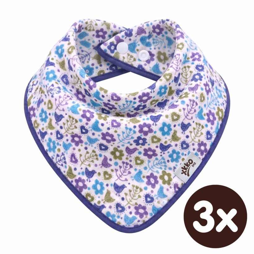 Bandanka bambusowa XKKO BMB - Flowers&Birds Boys 3x1szt. (Hurtowe opak.)