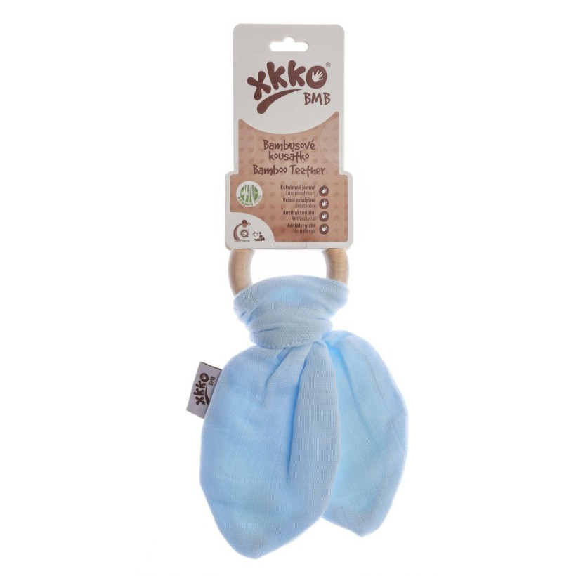 Gryzak bambusowy XKKO BMB Liść - Baby Blue 6x1szt. (Hurt. opak.)
