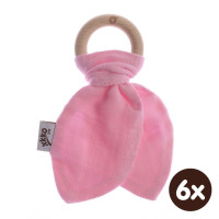 Gryzak bambusowy XKKO BMB Liść - Baby Pink 6x1szt. (Hurt. opak.)