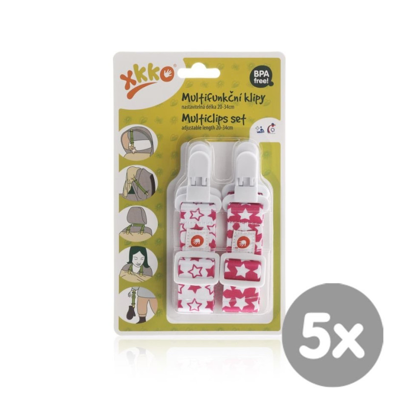 XKKO Klipsy wielofunkcyjne - Little Stars Magenta MIX 5x2Szt. (Hurt.opak.)