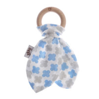 Gryzak bambusowy XKKO BMB Liść - Baby Blue Cross 6x1szt. (Hurt. opak.)