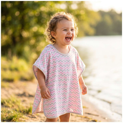 Ponczo bambusowe XKKO BMB - Chevron Baby Pink