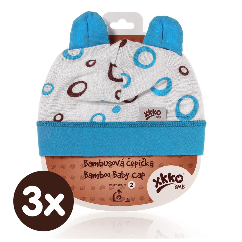 Czapka bambusowa XKKO BMB - Cyan Bubbles 3x1szt. (Hurtowe opak.)