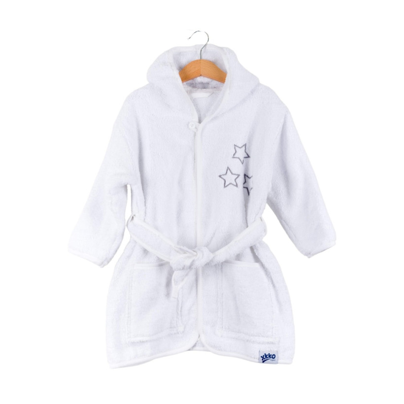 Szlafrok z bawełny organicznej XKKO Organic - White Stars 12-24m
