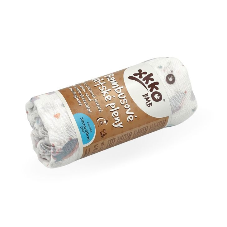 Bambusowe pieluchy XKKO BMB 30x30 Digi - Sky Whale MIX