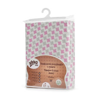 Bambusowe prześcieradło z gumką XKKO BMB 120x60 - Baby Pink Cross 5x1szt. (Hurtowe opak.)