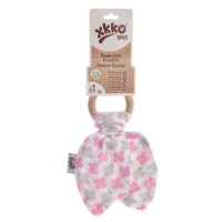 Gryzak bambusowy XKKO BMB Liść - Baby Pink Cross 6x1szt. (Hurt. opak.)