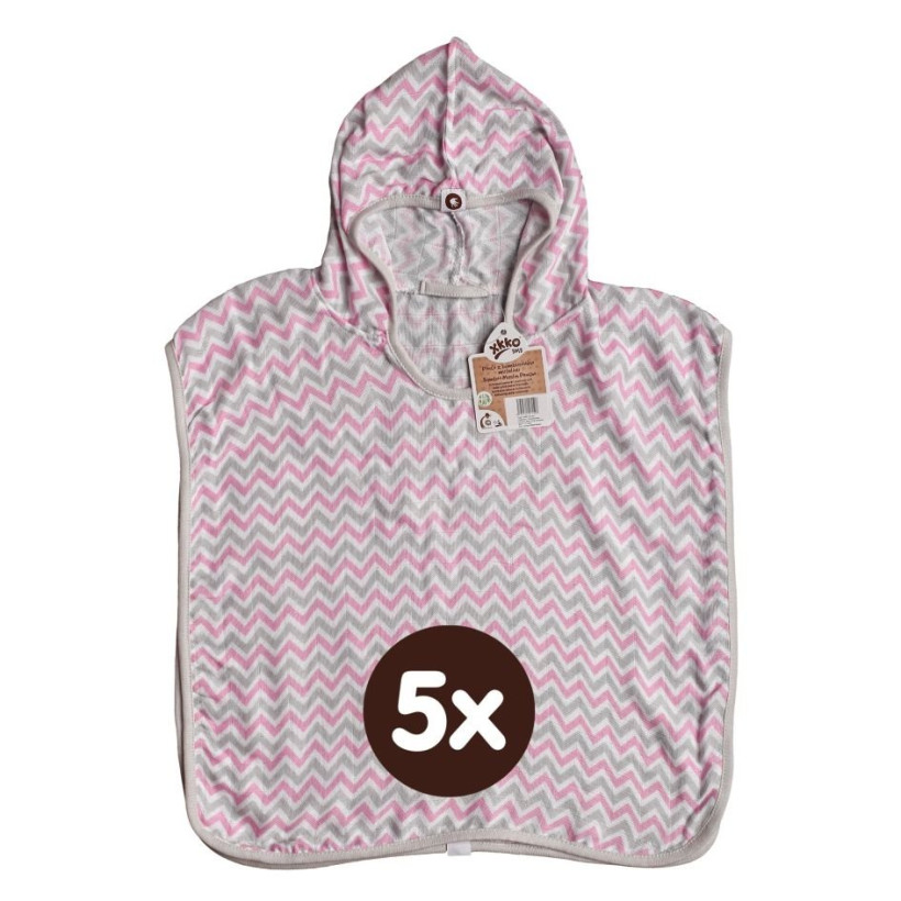 Ponczo bambusowe XKKO BMB - Chevron Baby Pink 5x1szt. (Hurt. opak.)