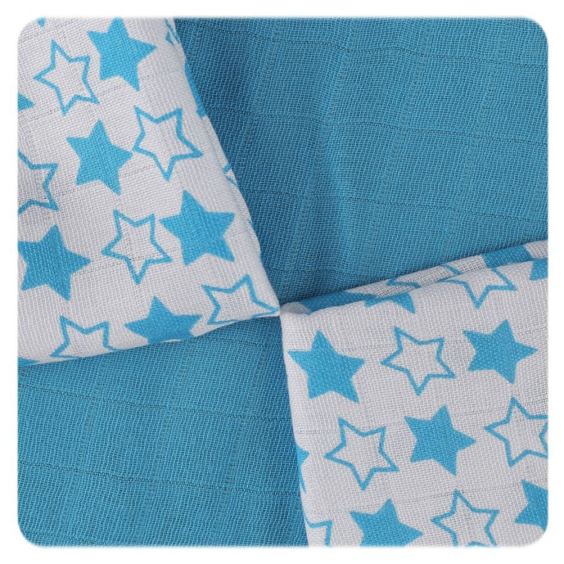 Bambusowe pieluchy XKKO BMB 30x30 - Little Stars Cyan MIX