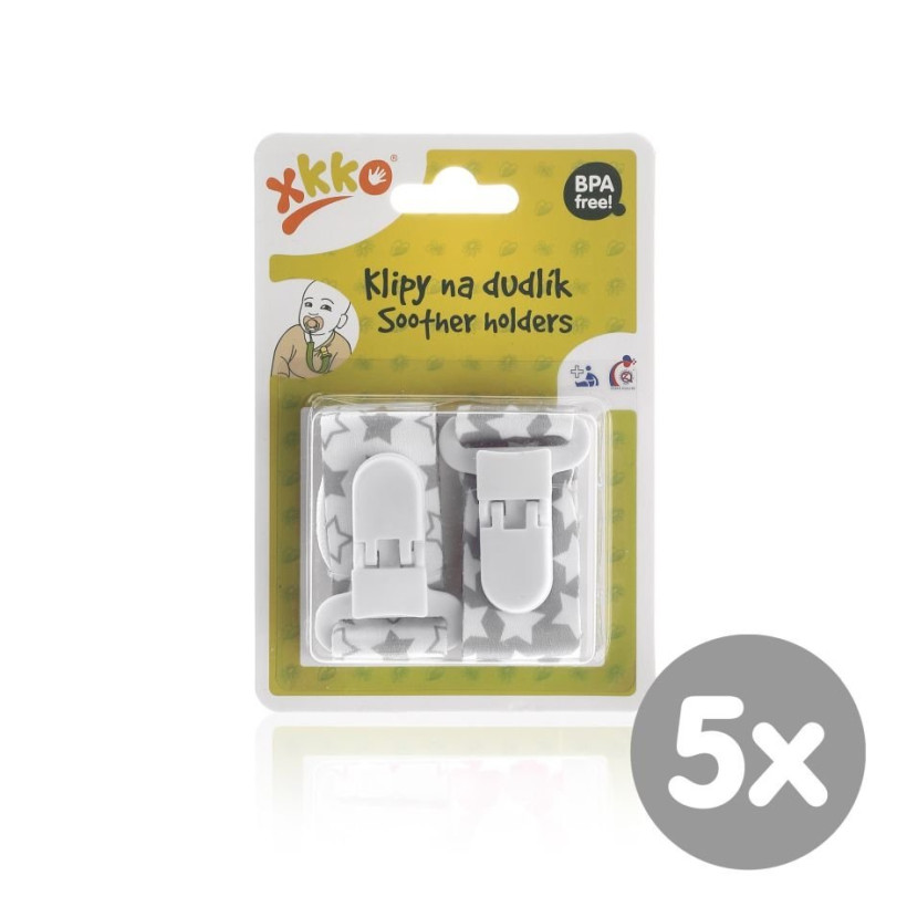 XKKO Zawieszka do smoczka 2szt. - Little Stars Silver MIX 5x2Szt. (Hurt.opak.)