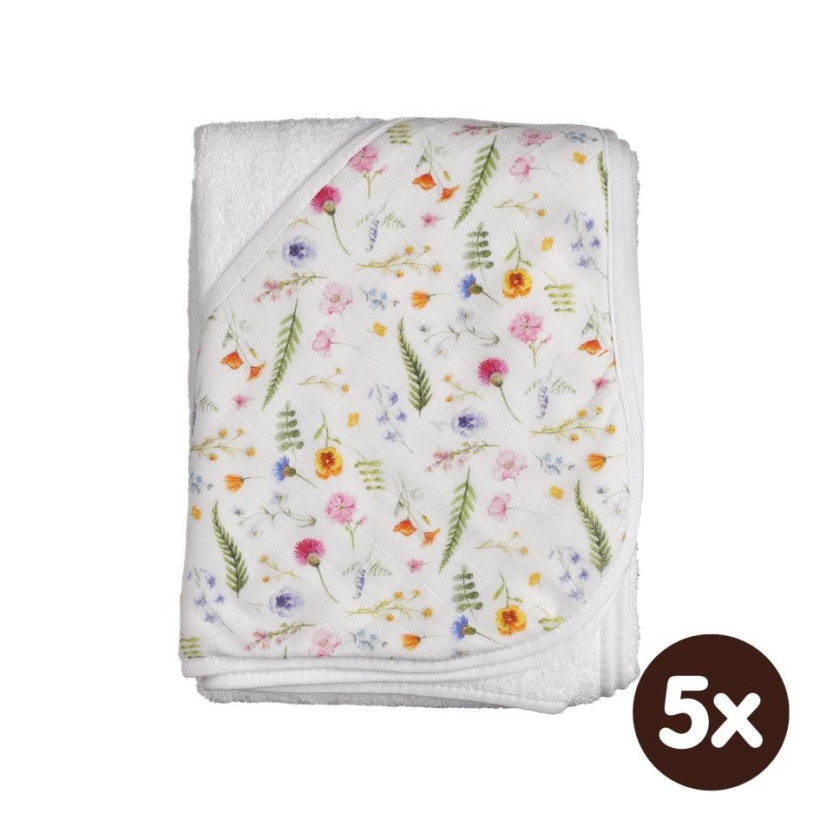 Bambusowy ręcznik z  kapturem XKKO BMB 90x90 - Summer Meadow 5x1szt. (Hurtowe opak.)