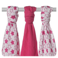 Bambusowe pieluchy XKKO BMB 70x70 - Little Stars Magenta MIX 10x3st. (Hurtowe opak.)