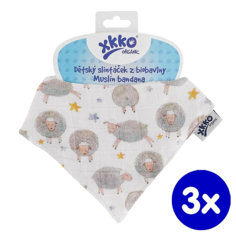 Bandanka XKKO Organic - Dreamy Sheeps 3x1szt. (Hurtowe opak.)